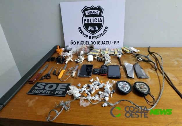 Bate grade apreende droga, armas brancas e celulares na cadeia de São Miguel do Iguaçu