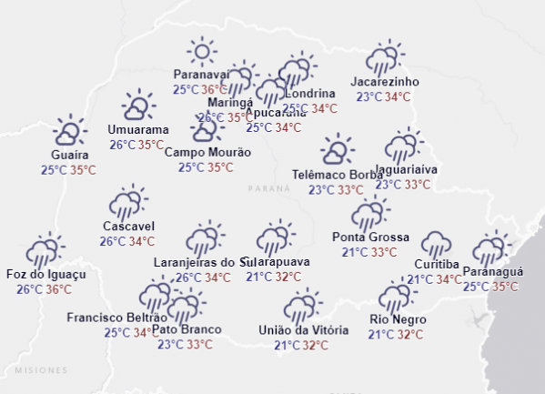 Calor não dá trégua e Parana terá mais um dia com rápida elevação das temperaturas