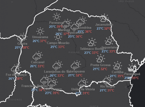 Calor intenso: Temperatura deve bater recorde em várias cidades do Paraná nesta sexta-feira (01)