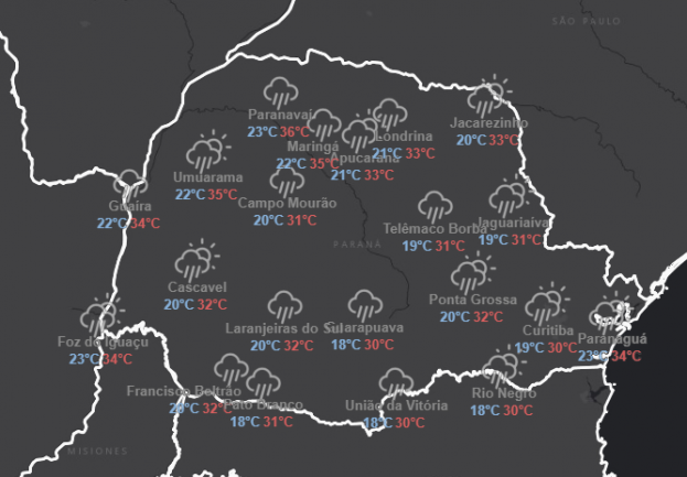 Confira a previsão do tempo no Paraná nesta quinta (10)