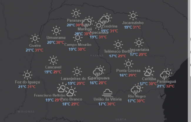 Semana de temperaturas elevadas e temporais no Paraná