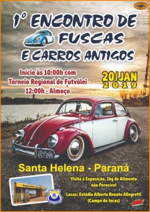 Encontro de Fuscas e Carros Antigos será neste domingo em Santa Helena