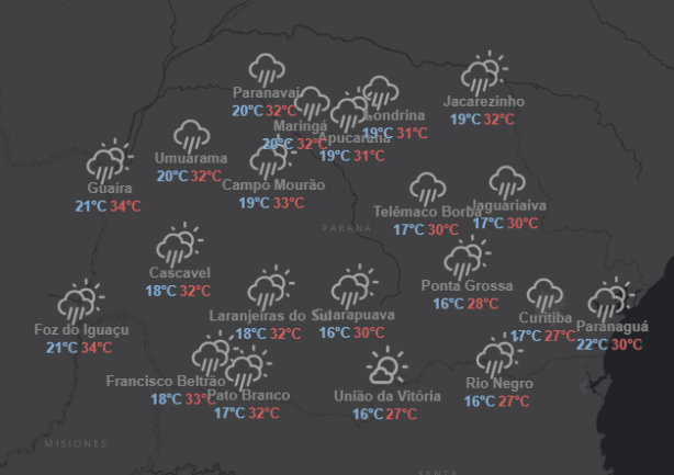 Confira a previsão do tempo para o fim de semana