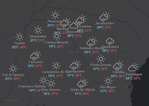Confira a previsão do tempo para a terça-feira (22)