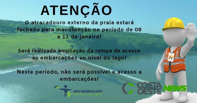 Atracadouro externo da praia de STI estará fechado para obras