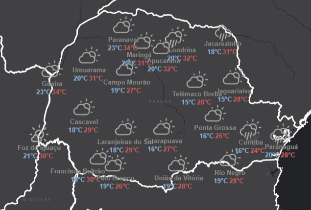 Tempo muda e temperaturas ficam amenas no Oeste
