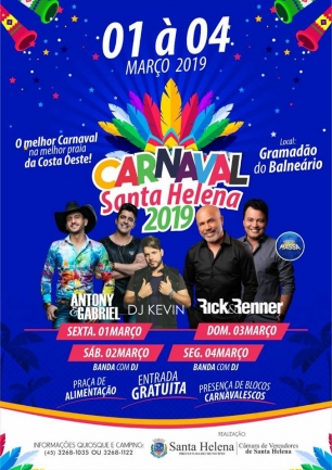 Reservas para pacotes de quiosques no período de carnaval poderão ser feitas a partir de hoje em Santa Helena