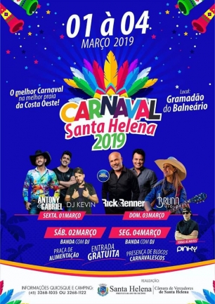 Antony e Gabriel, Dj Kevin, Rick e Renner e Bruna Viola no carnaval de Santa Helena