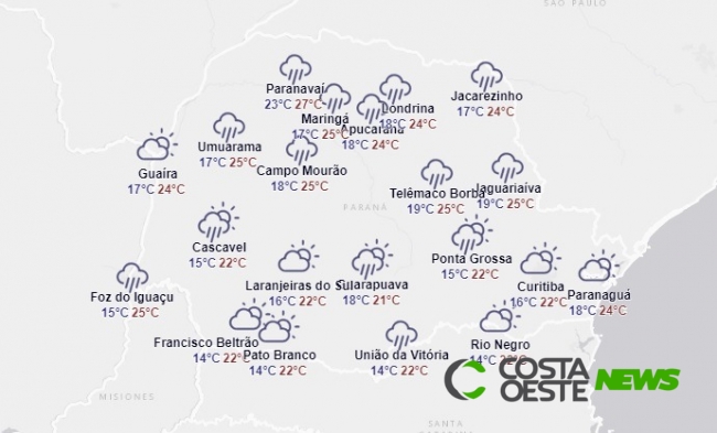 Paraná teve ventos de 96 km/h; alerta de temporal é mantido