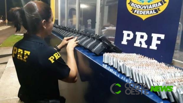 PRF e Denarc apreendem 34 pistolas e 2.300 munições na BR 277 