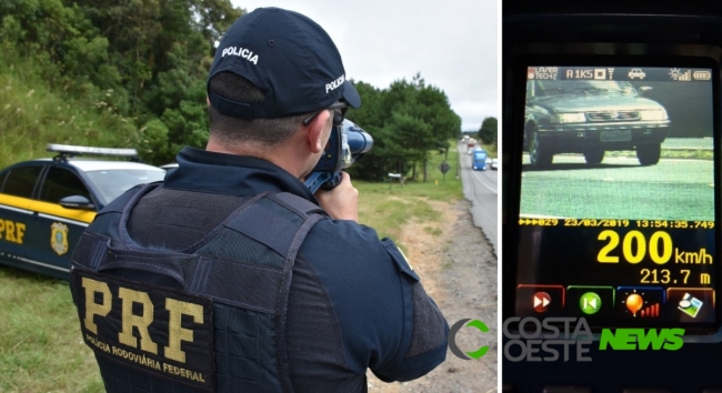 Medianeira: Radar da PRF flagra carro a 200 km/h