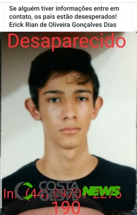 Adolescente de Santa Helena está desaparecido 