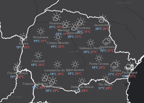 Semana inicia com sol e temperaturas elevadas no Oeste