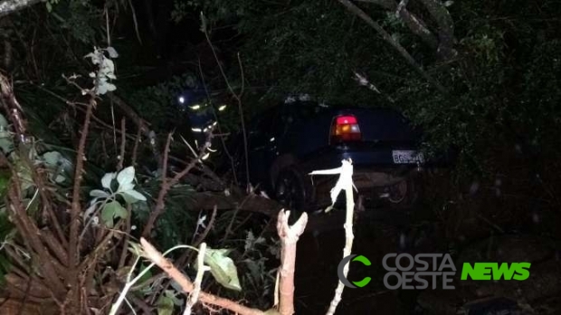 Condutor perde controle da direção e cai com veículo em barranco