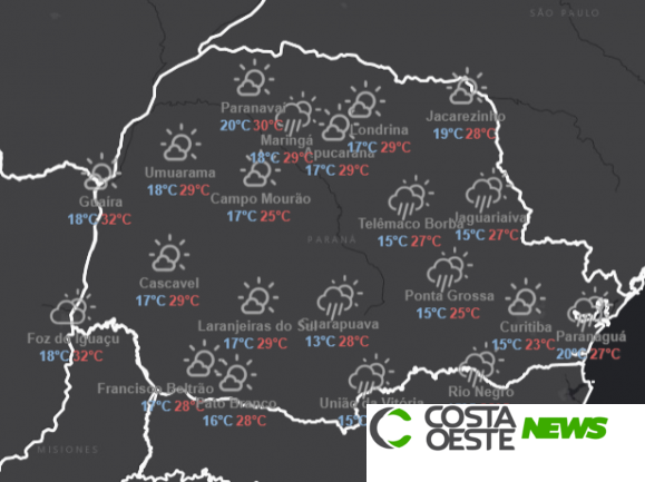 Estabilidade continua na região e temperaturas seguem agradáveis