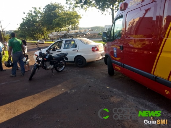 Mulher fica ferida em acidente registrado no centro de São Miguel do Iguaçu