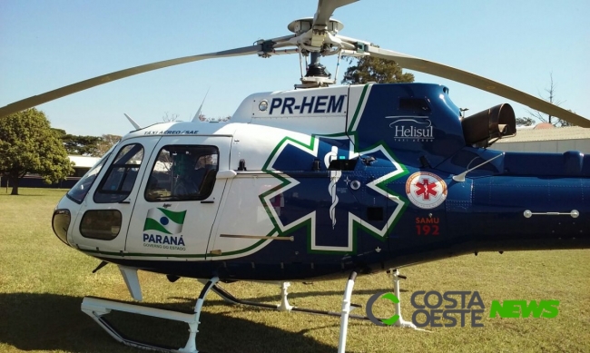 Após levar facada, homem é levado de helicóptero para Cascavel em estado grave