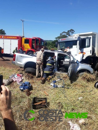 Grave acidente nesta sexta-feira (01) envolve caminhão e caminhoneta na BR-163 em Marechal Rondon