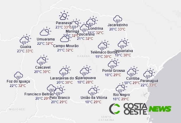 Tempo segue instável com risco de temporais