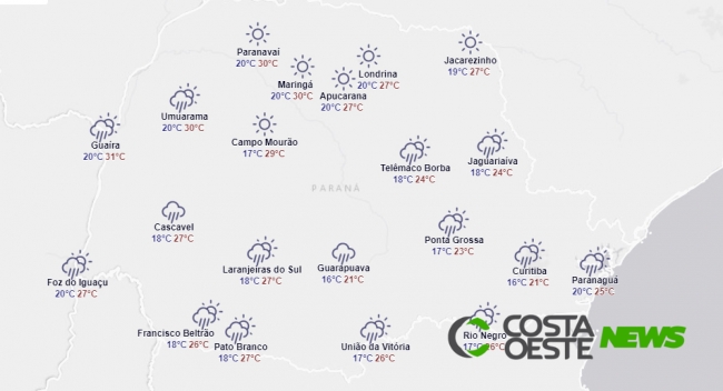 Início das chuvas de outono no Paraná