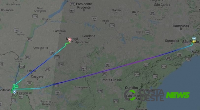 Avião não consegue aterrissar no aeroporto de Foz do Iguaçu e pousa em Maringá