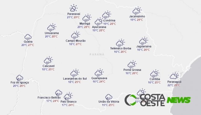 Sábado chuvoso no oeste paranaense