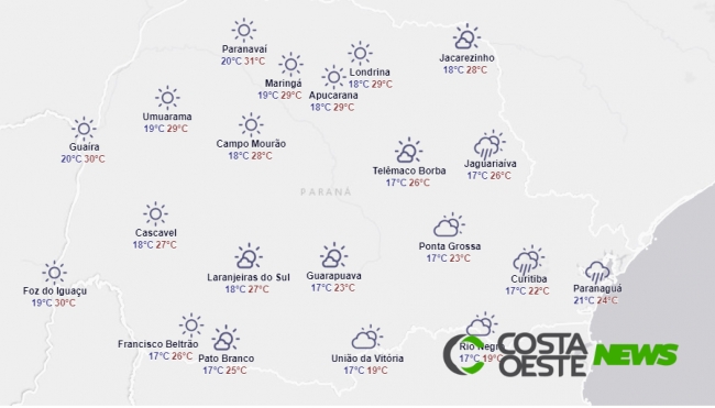 Sol aparece em todo o Paraná