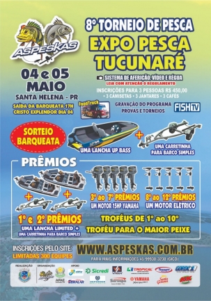 8º Torneio de Pesca e Expo Pesca Tucunaré 2019 acontecem nos dias 4 e 5 de maio em Santa Helena