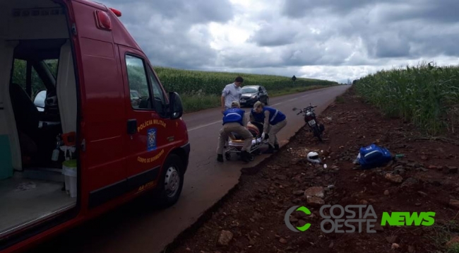 Motociclista sofre ferimentos graves em acidente