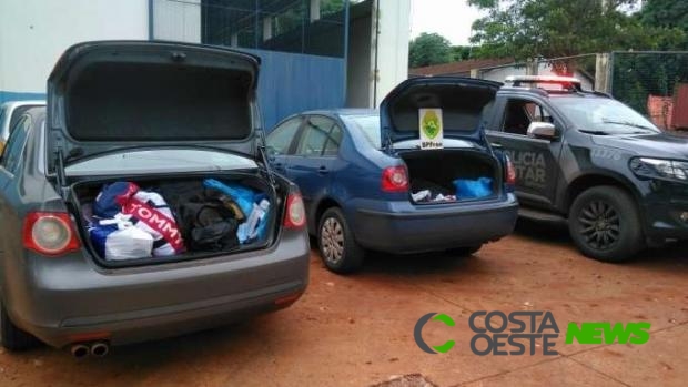 Carros abarrotados de contrabando são apreendidos em Santa Helena