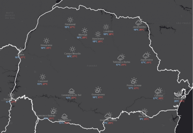 Previsão é de temperaturas amenas e sem chuva no Oeste nesta segunda (08)