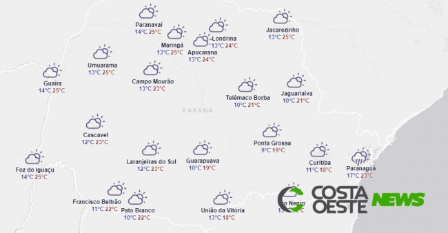 Dia de tempo agradável no oeste paranaense