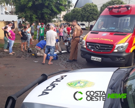 Motociclista fica ferido em acidente no centro Medianeira 