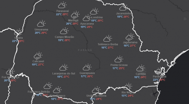 Chuva em todo estado do Paraná