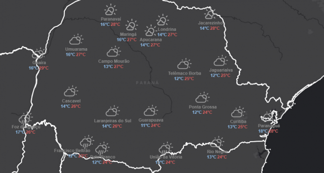 Dia amanhece seco e quente, porém esfria durante a tarde
