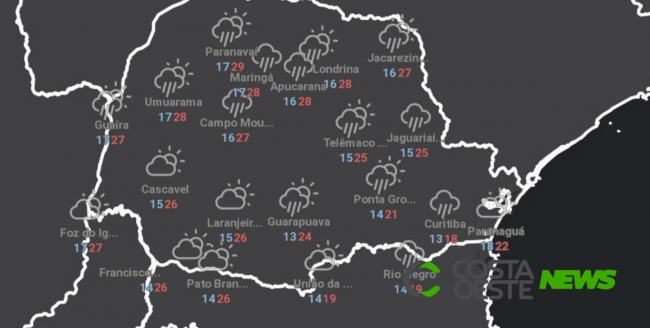 Dia inicia com temperaturas amenas em todo Paraná 