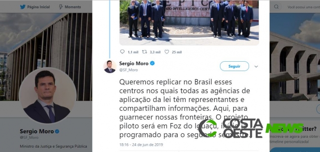 Sérgio Moro anuncia projeto piloto de Centro de Inteligência em Foz do Iguaçu