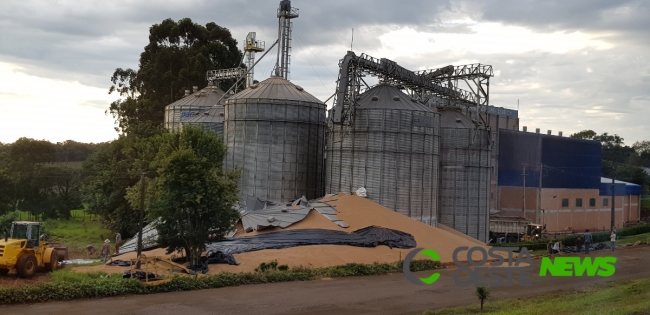 Silo cede e grãos de trigo ficam espalhados 