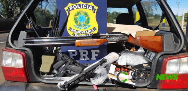 Dois homens são presos com carabina calibre 22 na BR-277
