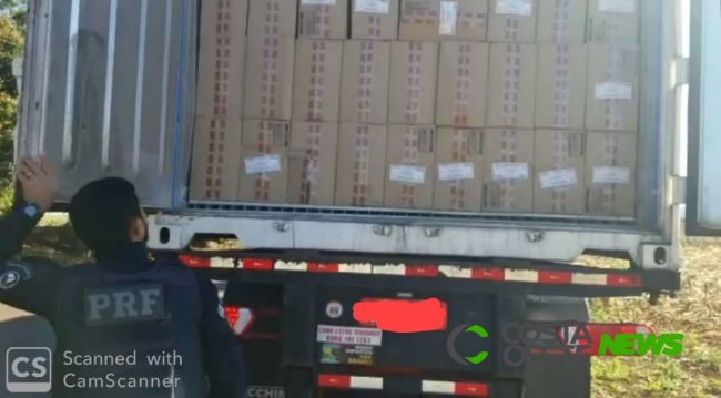 Motorista de carreta container é preso com 45 mil pacotes de cigarros 