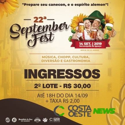 ?? hoje, a 22ª September Fest em Serranópolis do Iguaçu