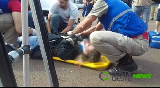 Vídeo; colisão entre carro e moto deixa uma pessoa ferida em Medianeira
