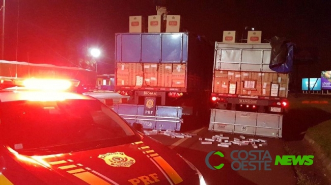 Em meia hora, PRF apreende duas carretas com cigarros na BR-277