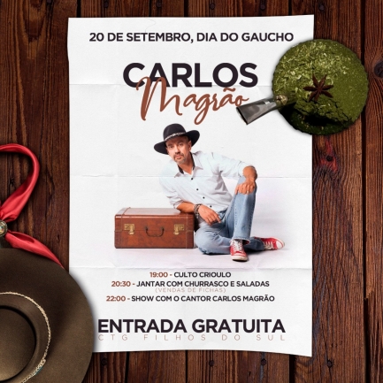 Culto Crioulo, jantar e show com Carlos Magrão encerram a Semana Farroupilha em Santa Helena