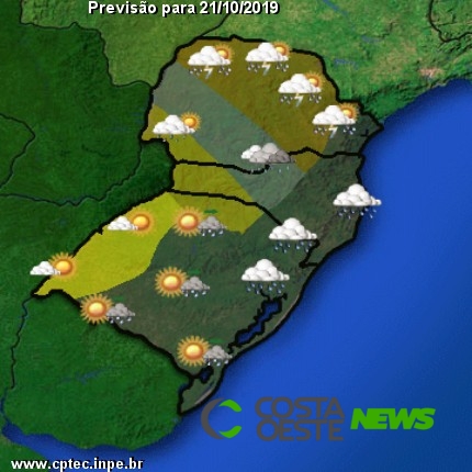 Segunda-feira (21) será de chuva na região