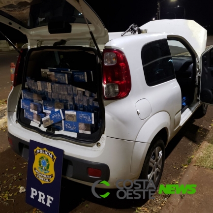 PRF encontra arma em automóvel carregado de cigarro em Santa Terezinha de Itaipu
