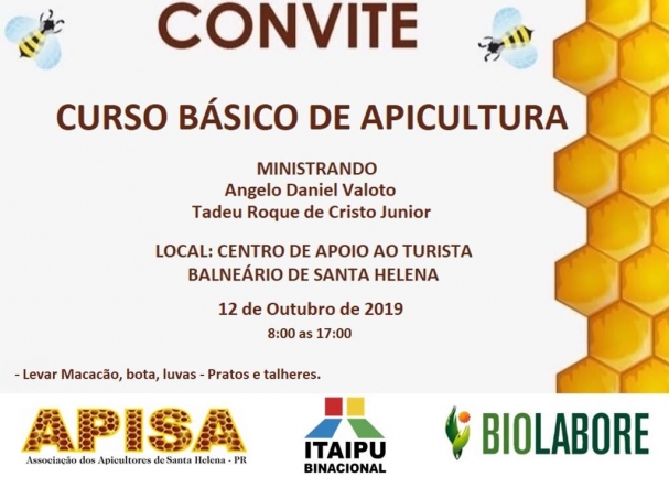 Curso de apicultura será realizado no sábado em Santa Helena