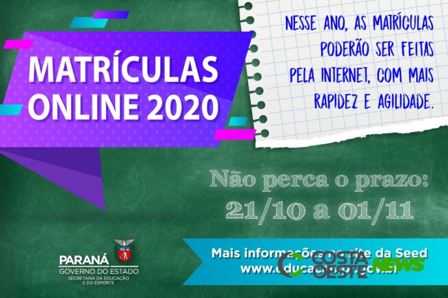 Matrículas online podem ser feitas até sexta-feira (01) no Paraná