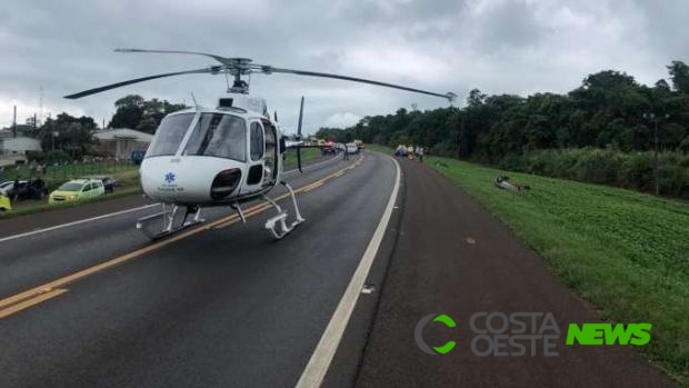 Grave acidente é registrado na BR 277 em Céu Azul e aeronave é acionada