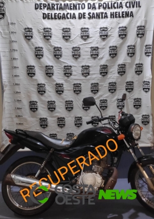 Operação da Polícia Militar e Civil de Santa Helena recupera motocicleta furtada